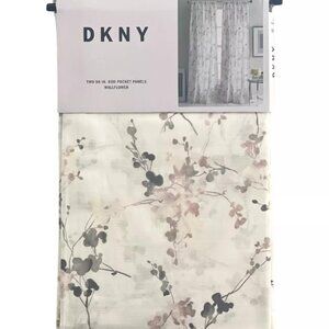 DKNY WALLFLOWER 50 x 96 Floral Rod Pocket Cotton Designer Window Curtains Panels